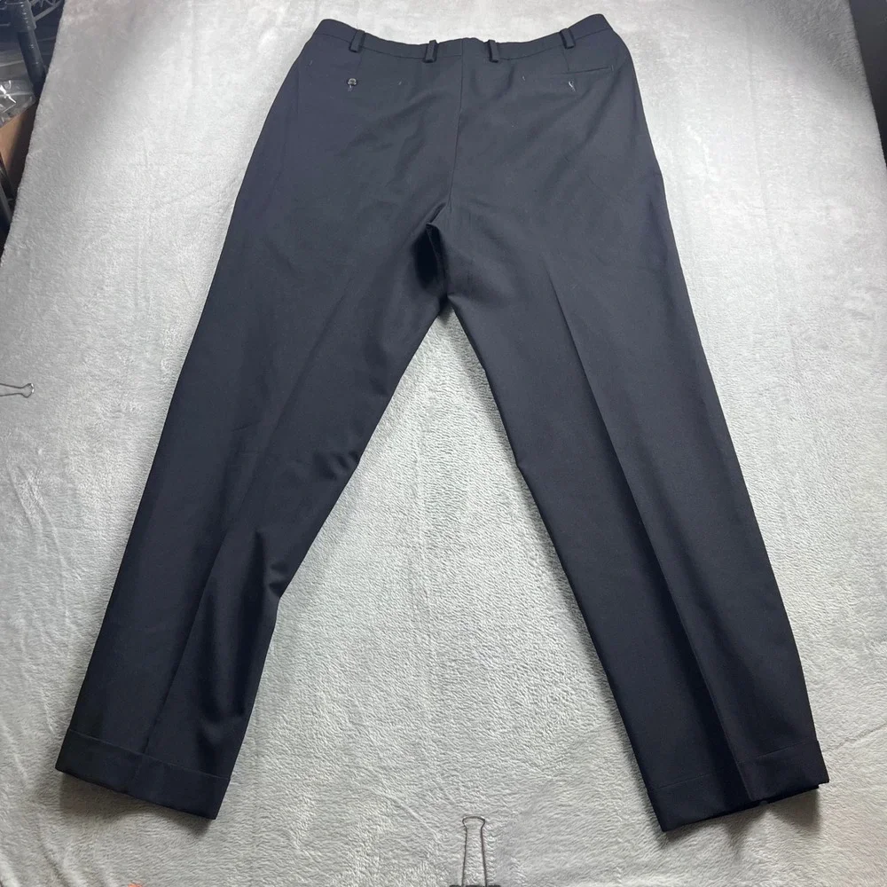 Lauren Ralph Lauren Total Comfort Men Pleated Cuffed Dress Pants Navy Blue 37x31